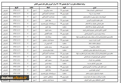 برنامه امتحانات پایان ترم دوم سال تحصیلی 97-96